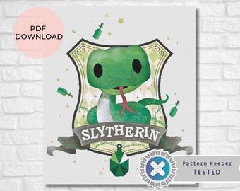 HP cross stitch pattern - Snake House - School of Magic - Magic Castle - Magic fandom - PDF Digital Download - Pattern Keeper compatible