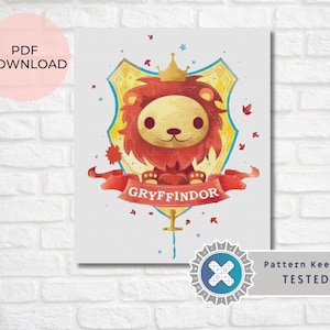 HP Kreuzstichvorlage - Lion House - School of Magic - Magic Castle - Magic Fandom - PDF Digital Download - Pattern keeper kompatibel