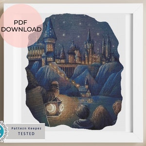 First view of Wizard Castle - HP counted cross stitch - Magic fandom - PDF Digital Download - Patern Keeper compatible