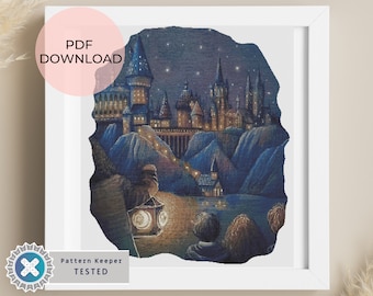 First view of Wizard Castle - HP counted cross stitch - Magic fandom - PDF Digital Download - Patern Keeper compatible