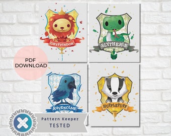 HP school of magic houses - Set of 4 - Cross stitch pattern - PDF download - Pattern Keeper compatible