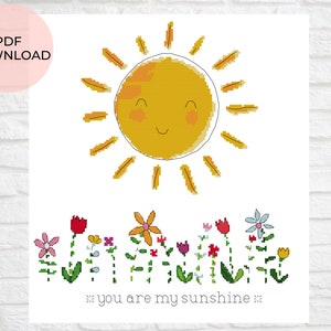 You are my sunshine cross stitch pattern - Beginner cross stitch - PDF download