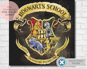 School of Magic Crest - HP Cross stitch pattern - Magic Castle - Magic fandom - PDF Digital Download - Pattern Keeper compatible