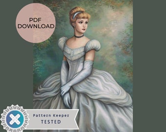Real Princess Series - Ella in Waiting - Cross Stitch pattern - PDF download - Cross stitch chart Cartoon Princess