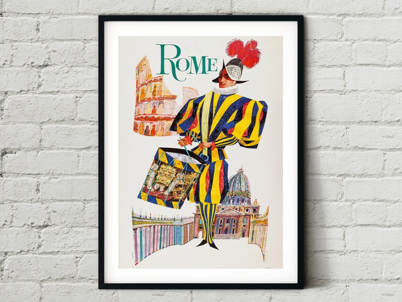 Rome Vintage Travel Spring new work one after another Poster Art Over item handling ☆