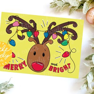 Christmas Card Printable - Merry + Bright Reindeer Card