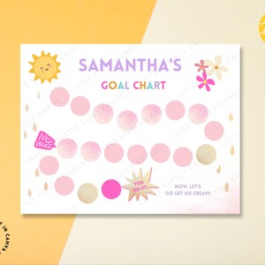 Personalized Kid&#39;s Goal Chart | Girl Goal Chart | Sunshine Chore Chart | Kid Potty Chart | Girl Potty Chart | Digital Download