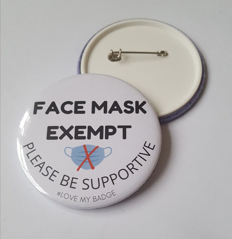 Face Mask Exemption Badge Black. Medical Exemption Badge. Etsy
