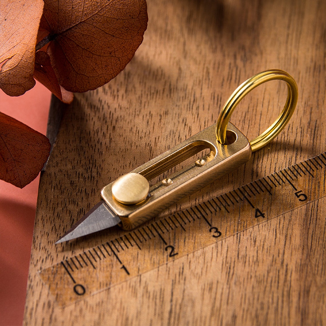 Simple Box Cutter Retractablebrass Pocket Knifecool Etsy