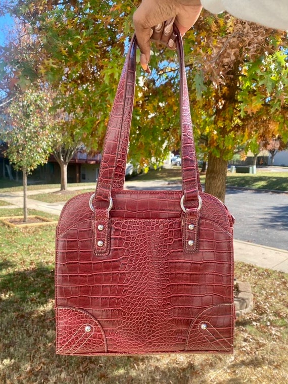 90s burgundy leather handbag - Gem