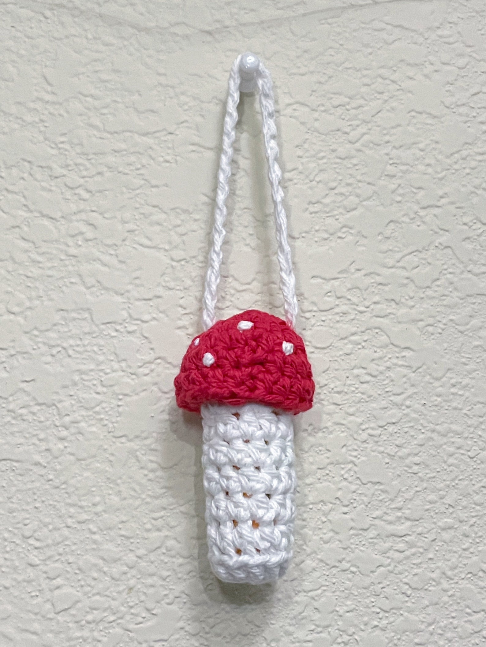 Crocheted Mushroom Lip Balm Holder Keychain Handmade in Etsy