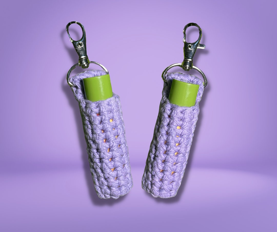 Crocheted Lip Balm Holder Keychain, Handmade in Hawai'i, Lip Balm