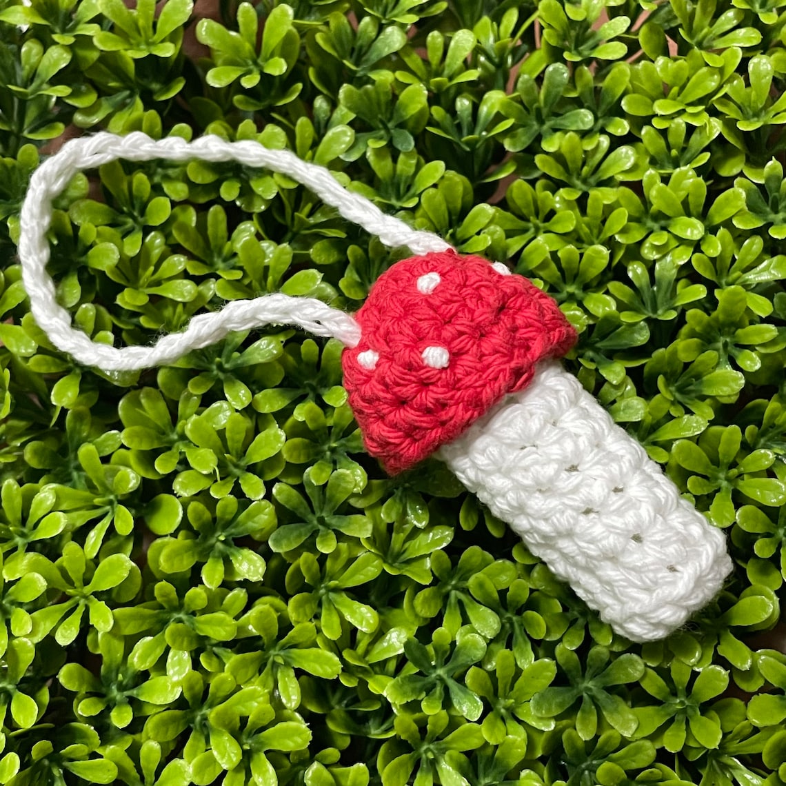 Crocheted Mushroom Lip Balm Holder Keychain Handmade in Etsy