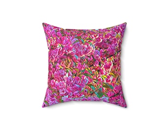 Sakura Spun Polyester Square Pillow, Sakura, Bloom, blossom, Flower, Handmade Photo Pillow, Home, Wedding, Office, Floral