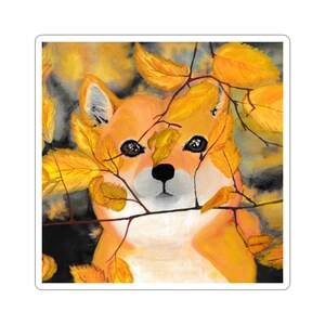 Shiba Inu Stickers, Cute Dog Kiss-Cut Sticker Pack, Autumn Fall Watercolor Art, Adorable Japanese Pet Stickers, Gift for Dog Lovers, Laptop