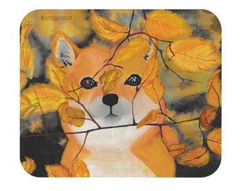 Shiba Inu Mouse Pad, Autumn Fall Rectangle Mouse Pad, Cute Dog Gaming Desk Mat, Japanese Aesthetic Computer Accessory, Gift for Dog Lovers