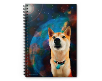 Spiral Notebook - Ruled Line, Shiba Inu Space Notebook, Red Shiba Inu Doggy Notebooks, Gift for Dog Lover, Cute Notepads, Note, Journal