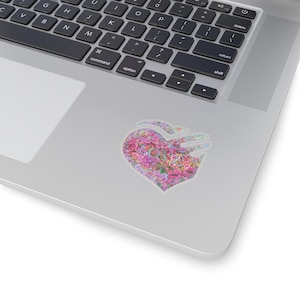 Sakura Heart Stickers, Cute Kawaii Kiss-Cut Sticker Pack, Adorable Cherry Blossom Aesthetic Decals, Scrapbook Planner Laptop Stickers, 1ps
