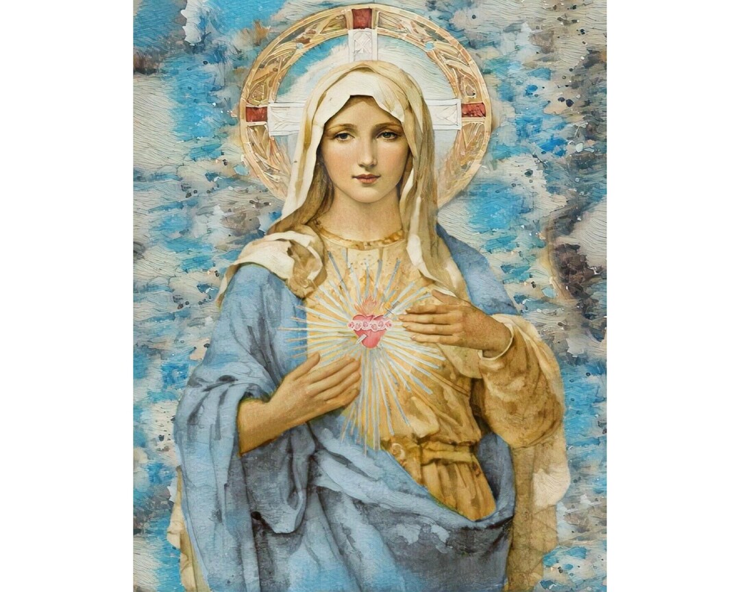 Unframed A4 Print - the Immaculate / Sacred Heart of Mary Our Lady ...