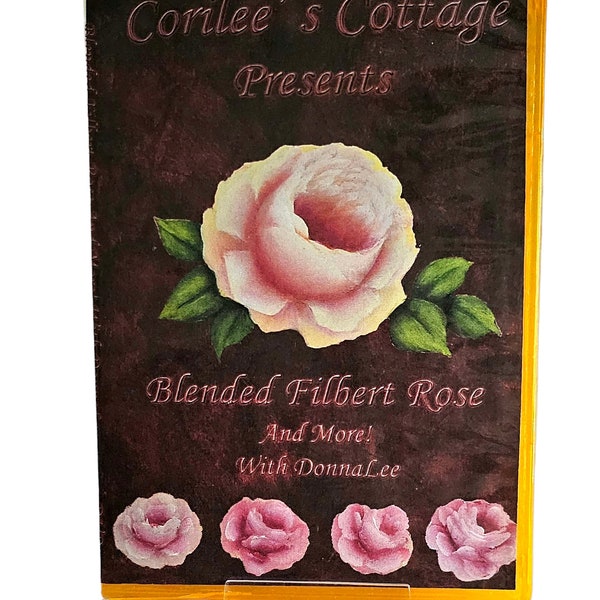 Corilee's Cottage DVD like new, Blended Filbert Rose, DonnaLee Parella's rose instructional DVD, step by step brushstrokes, timeless roses