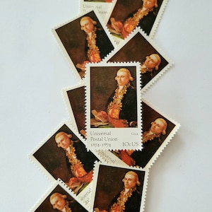 Franqueo antiguo // 5x "Obras de arte famosas: Goya" 10c (1974) // Tonos burdeos, marrones y melancólicos // Sellos sin usar para invitación de boda
