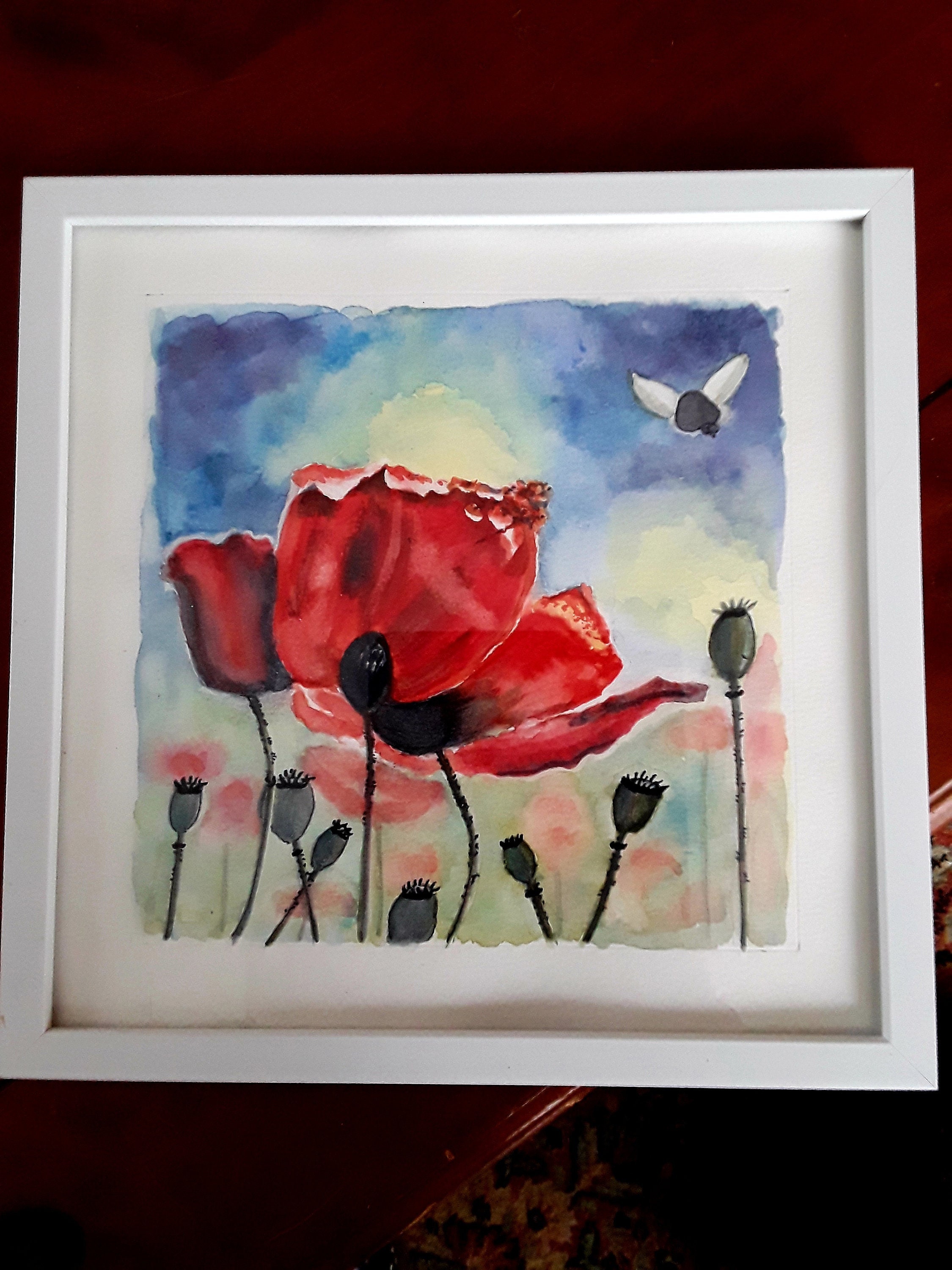 Aquarelle Originale Le Pavot