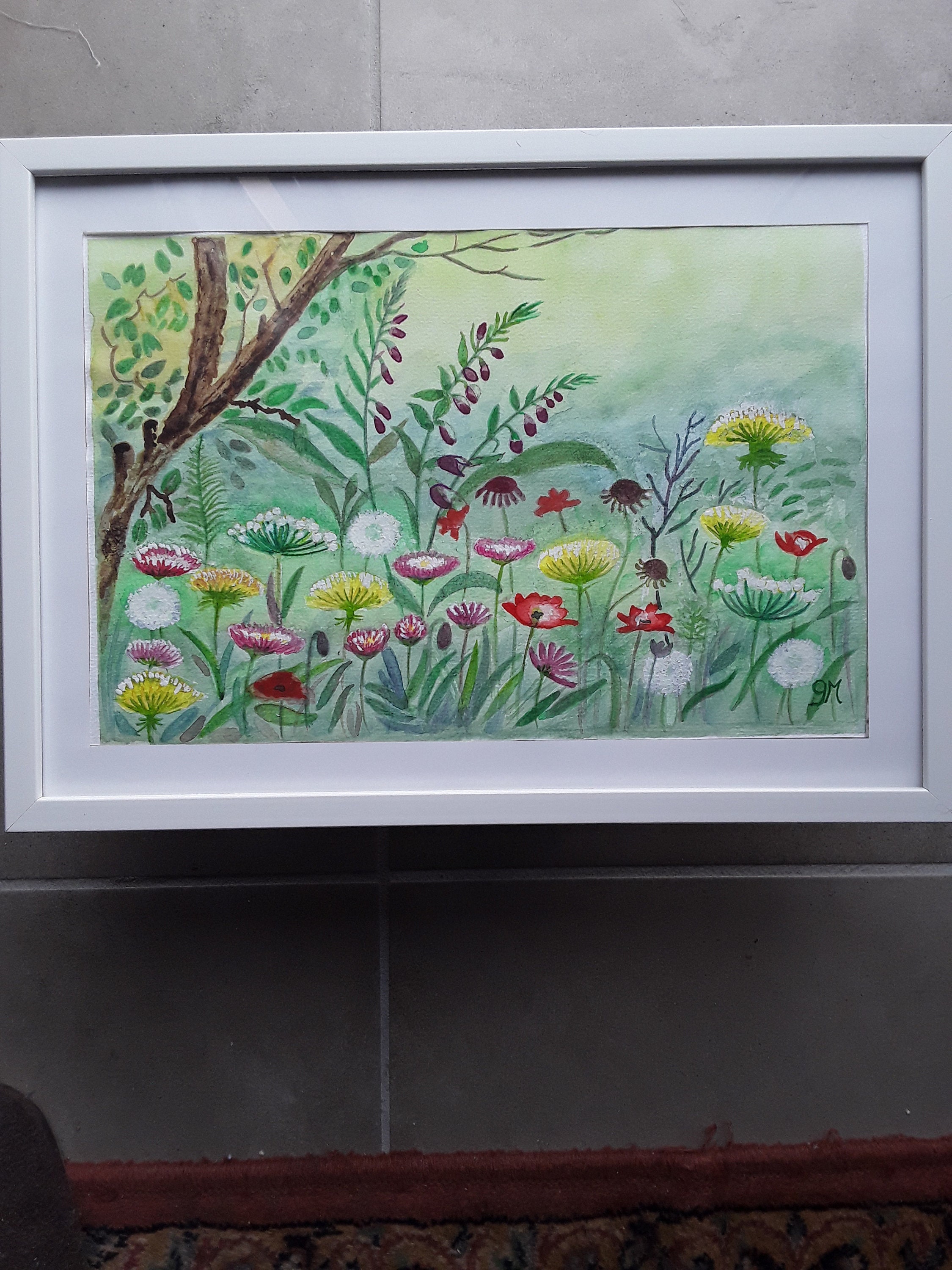 Aquarelle Originale Les Fleurs Des Champs