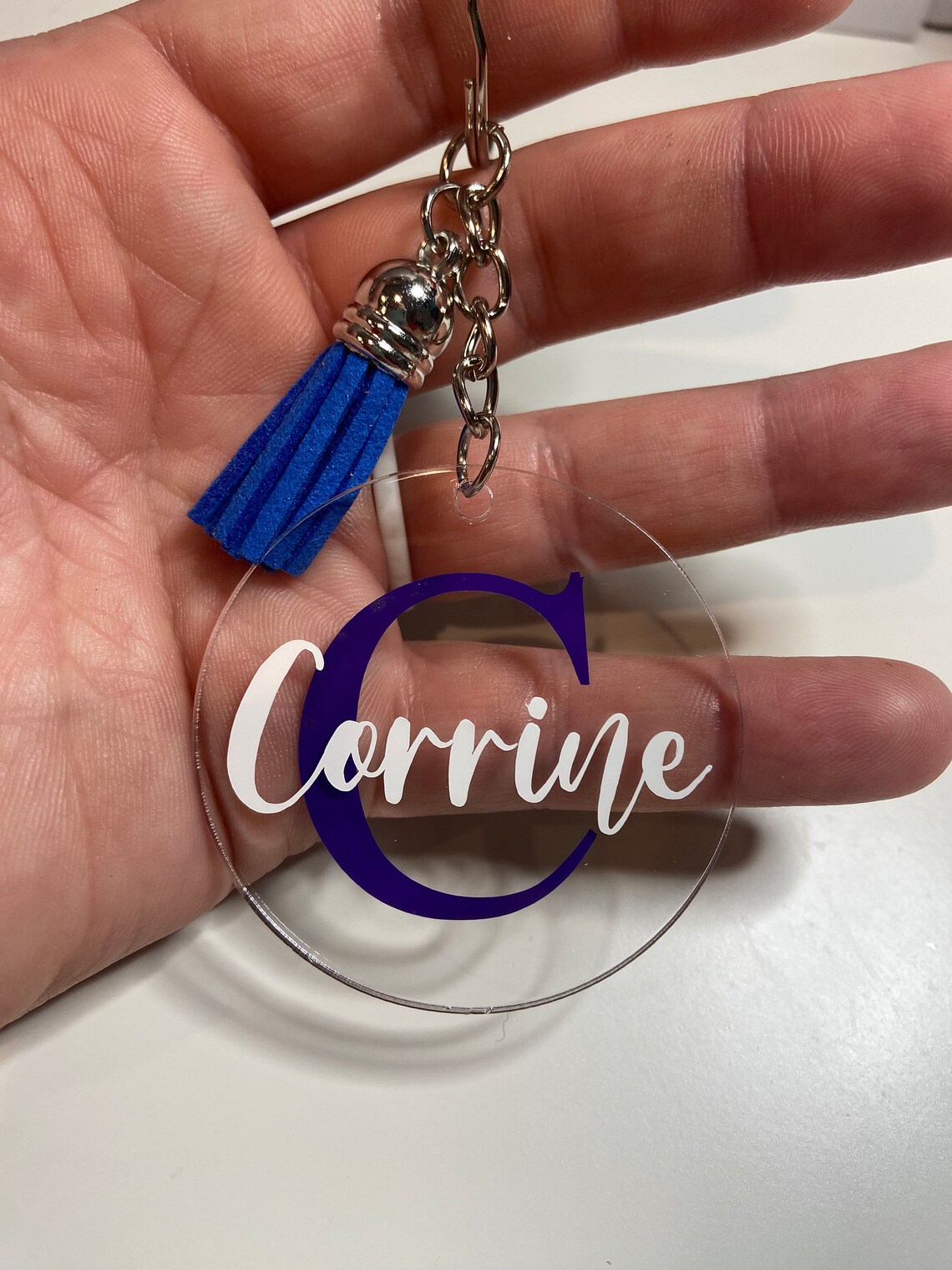 Initial Monogram Keychain| Name Keychain| Circle Keychain| Personalize ...