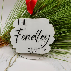 Family Name Christmas Ornament| Personalization| Brush Stroke