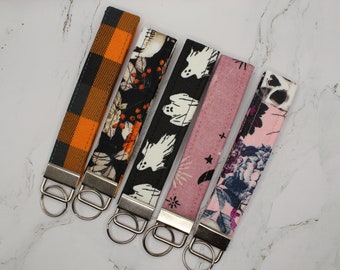 Halloween Inspired Fabric Key Fobs| Wristlet| Keychain| Accessories| Skulls|