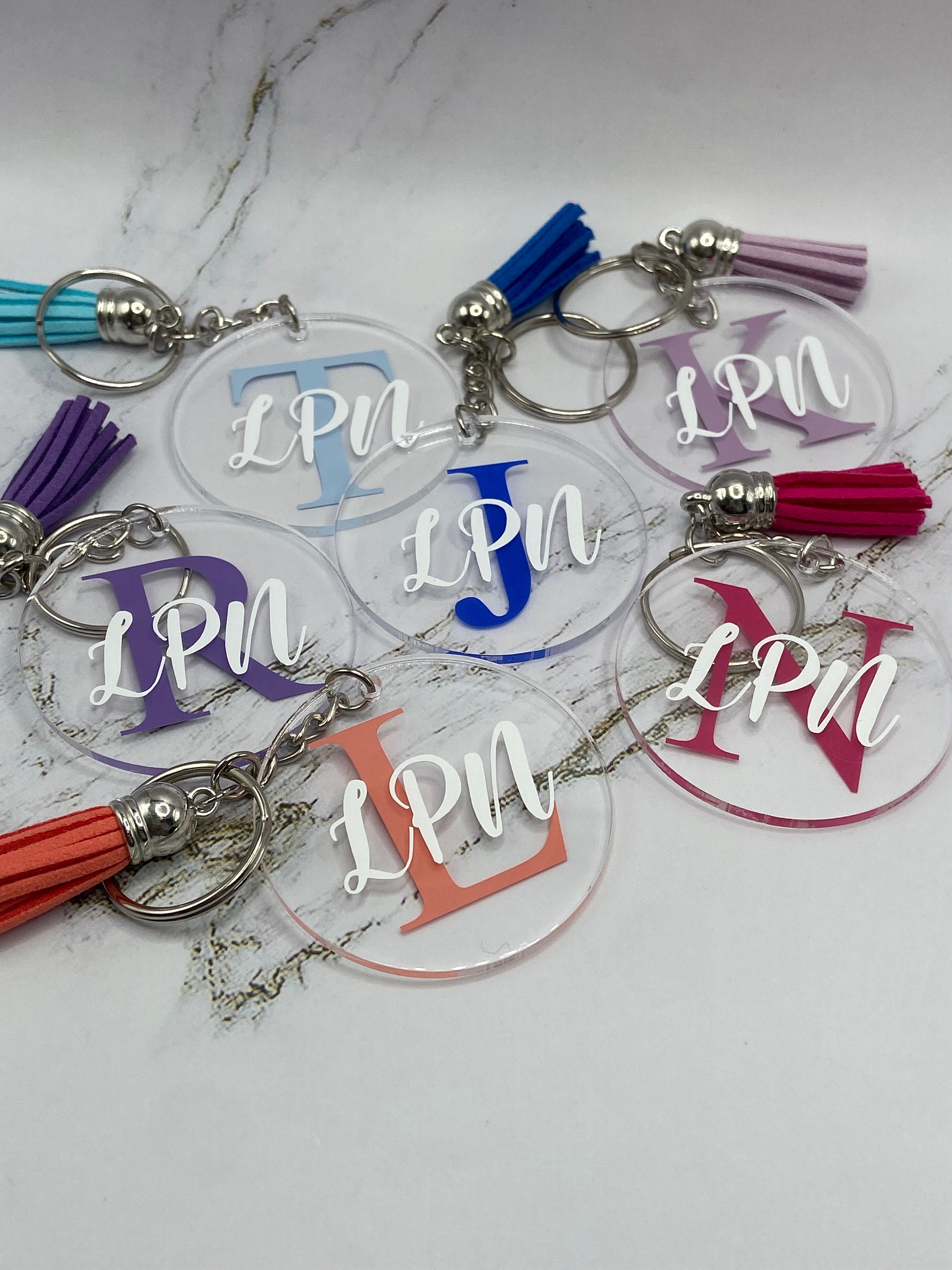 Initial Monogram Keychain| Name Keychain| Circle Keychain| Personalize ...
