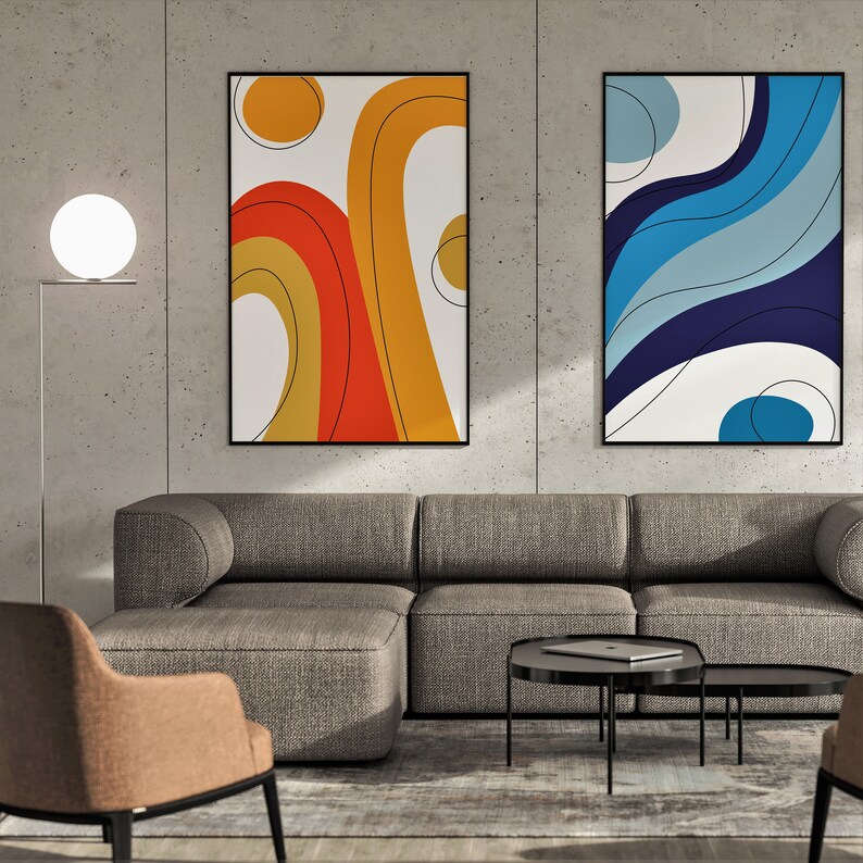 Minimalistic Color Gallery Wall Art Set of 5 Modern Prints Etsy