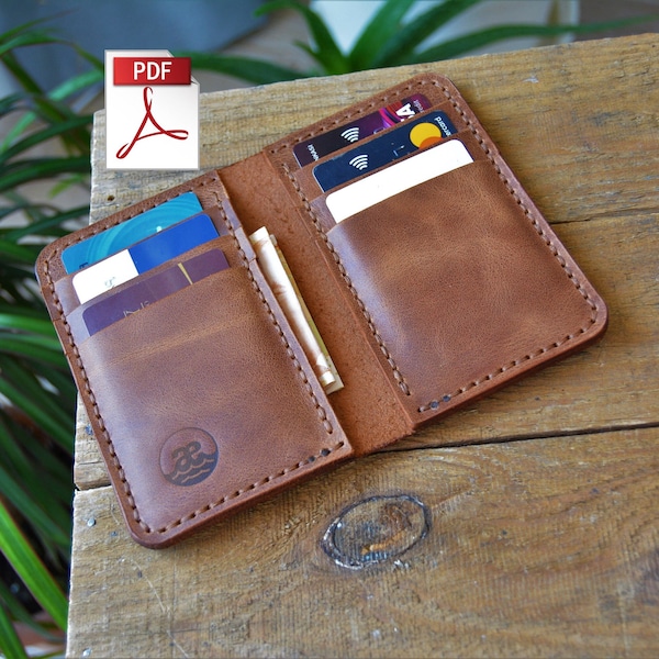 Leather wallet, leather wallet template, bifold PDF pattern, DIY pattern, handmade craft