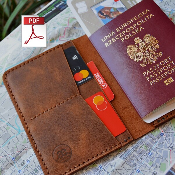 Leather passport pattern, travel case PDF, leather pattern, DIY, passport case, handmade template