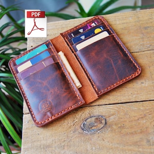 Cartera de cuero, plantilla de cartera de cuero, patrón PDF de billetera plegable, patrón DIY, artesanía hecha a mano