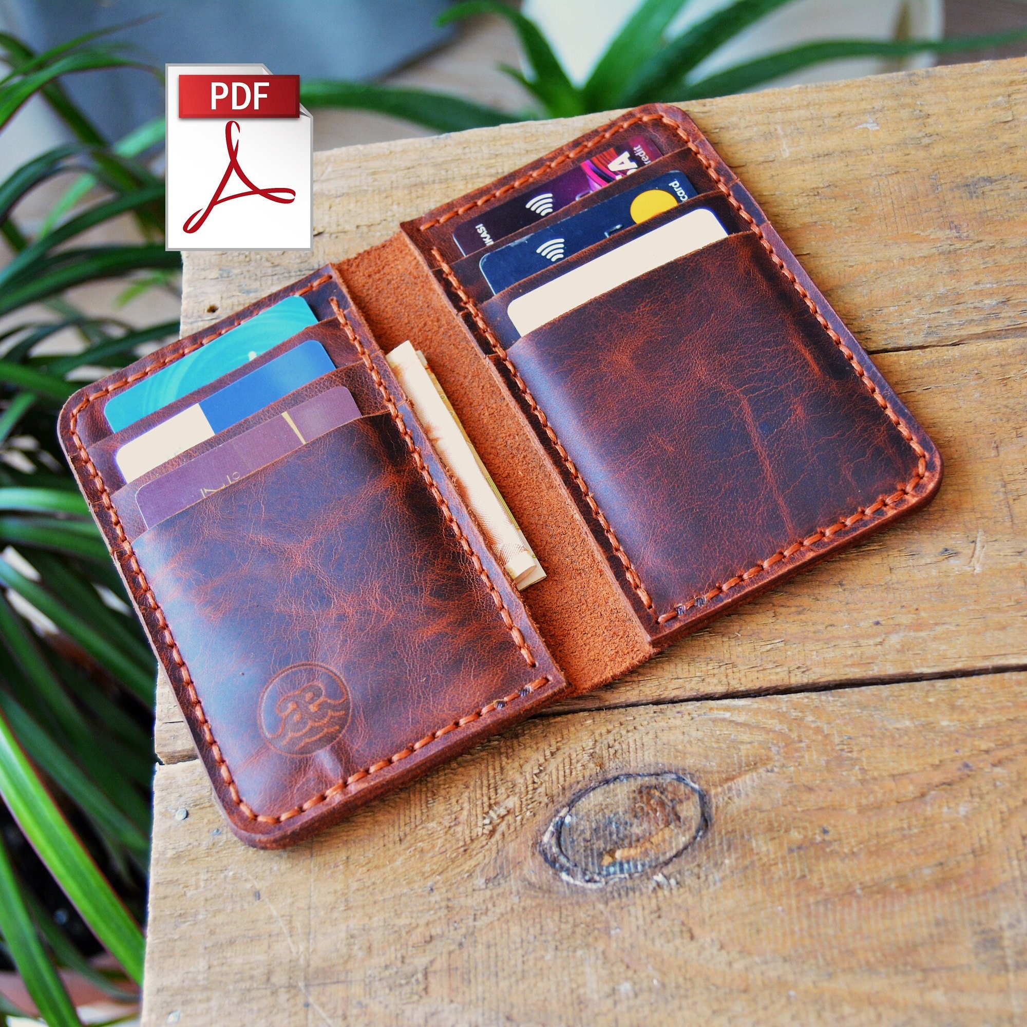 Leather wallet, leather wallet template, bifold PDF pattern, DIY pattern, handmade craft
