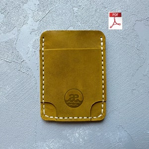 Porta-cartões minimalista, Padrão de couro, Modelo PDF de carteira de couro, Carteira DIY, Padrão de porta-cartões feito à mão
