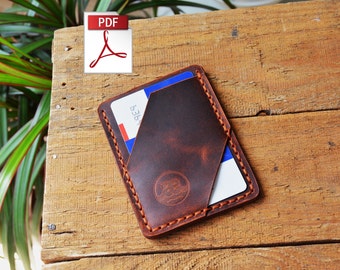 Minimal card holder, Leather pattern, leather wallet PDF template, DIY wallet, handmade card holder pattern