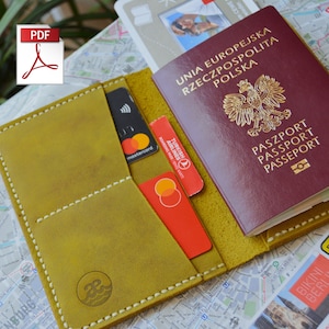 Molde para passaporte de couro, estojo de viagem em PDF, molde de couro, faça você mesmo, estojo para passaporte, molde feito à mão