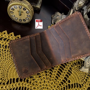 Patrón de billetera: plantilla PDF de billetera de cuero plegable, diseño de artesanía DIY, patrón de billetera de hombre hecha a mano, perfecta para artesanos
