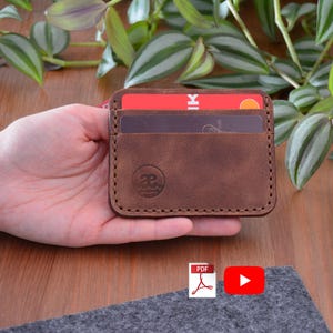 Modello minimale, Porta carte in pelle, modello PDF per portafoglio in pelle, portafoglio fai da te, modello per porta carte fatto a mano