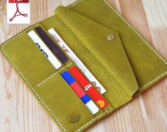 Woman wallet PDF pattern, Leather wallet pattern, leather wallet PDF template, DIY leather wallet, handmade wallet pattern