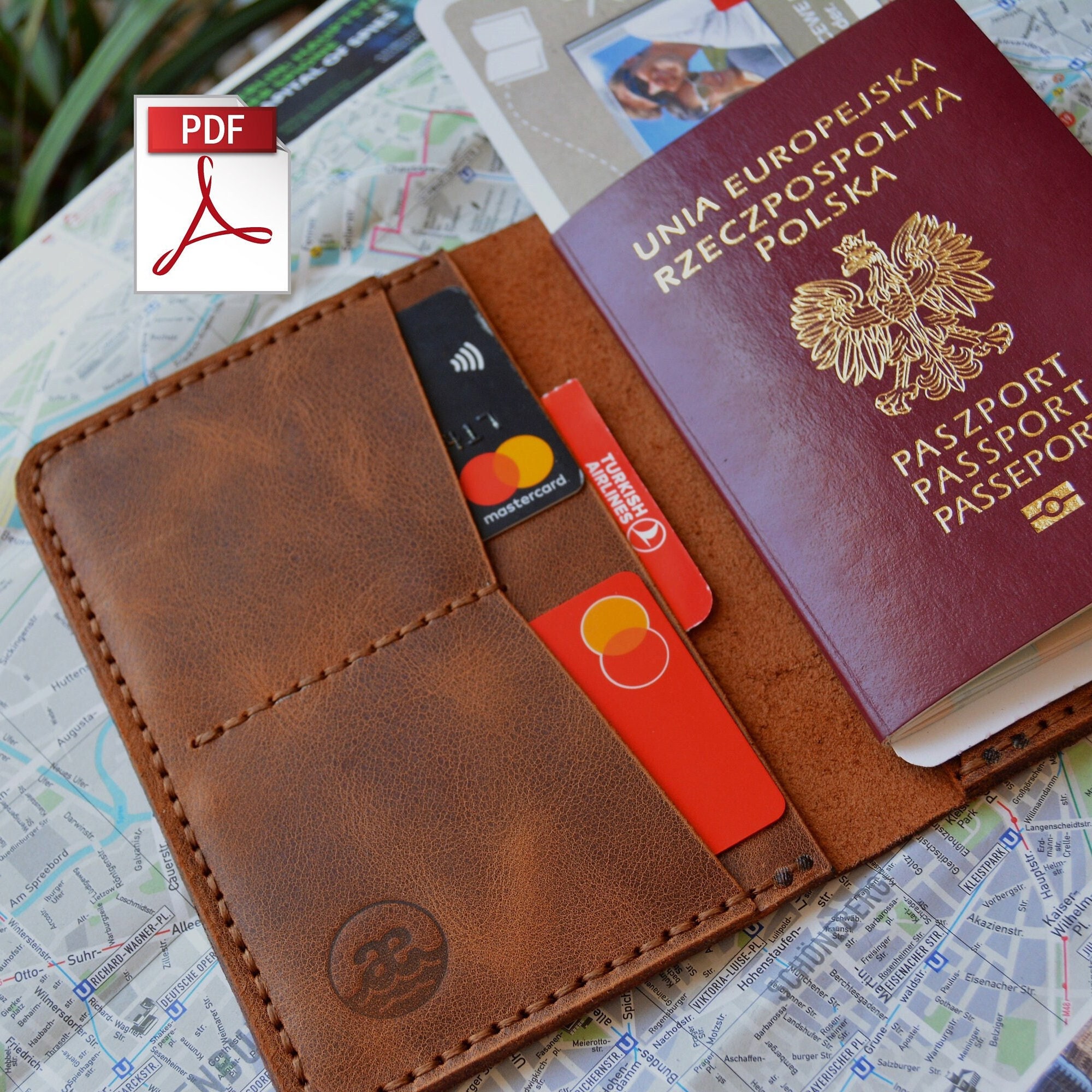 Rustico AC0160-0002 Leather Passport Cover for Unisex Saddle