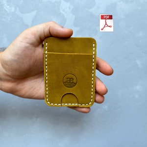 Porta-cartões minimalista, Padrão de couro, Modelo PDF de carteira de couro, Carteira DIY, Padrão de porta-cartões feito à mão