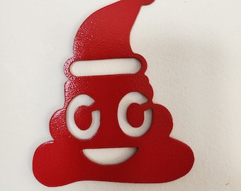 Christmas tree ornament, poop emoji, gift, holiday, metal art
