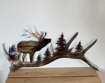 Elk Metal Wall Art/Rustic Cabin Lodge Decor/Indoor and Outdoor