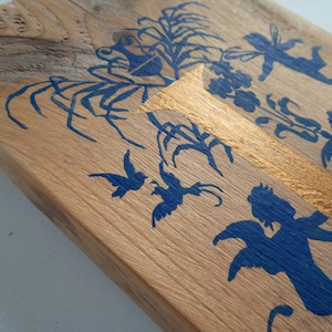 Monograma "L", Mayúscula, Tipografía, Oro antiguo, Azul, Acrílico pintado a mano, Madera vieja, Reciclado, Cumpleaños