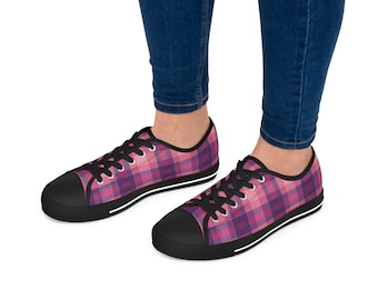 Roze paars geruite sneakers | Lage sneakers