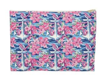 Pink Nautical Accessory Pouch