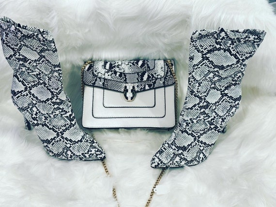 Snake Skin Boots With Matching Handbags Size 10 U.S. - Etsy display picture 1